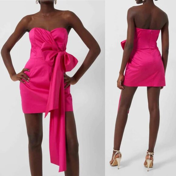 NWT New $158 French Connection Florida Summer Strapless Pink Dress Size 4 - Picture 2 of 13